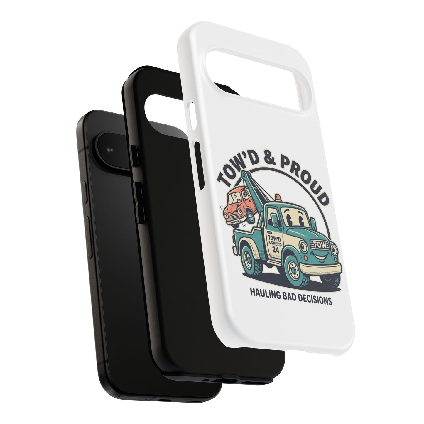 Fast Shipping 3-5 business days in the US. Tow'd & Proud tow truck phone case | humorous tow truck design