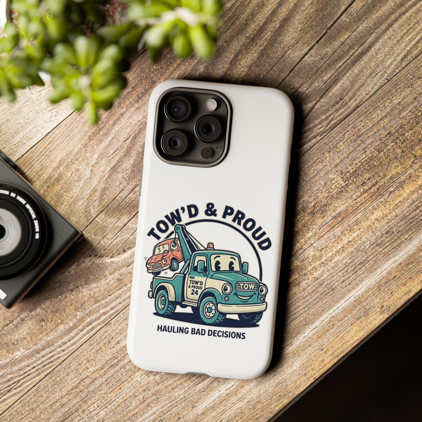 Fast Shipping 3-5 business days in the US. Tow'd & Proud tow truck phone case | humorous tow truck design