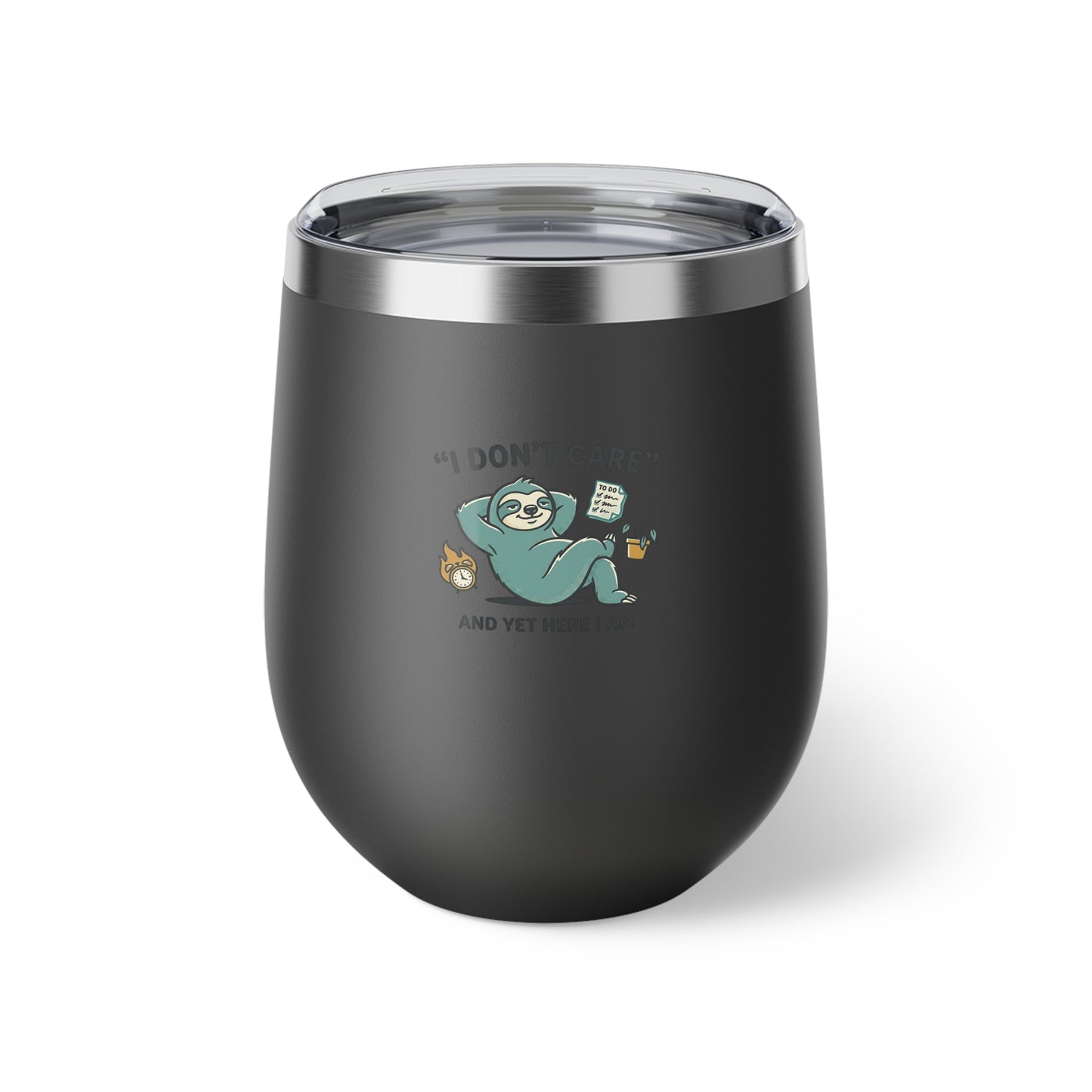 Relaxing Sloth with Coffee and Book 12oz Copper Vacuum Insulated Cup