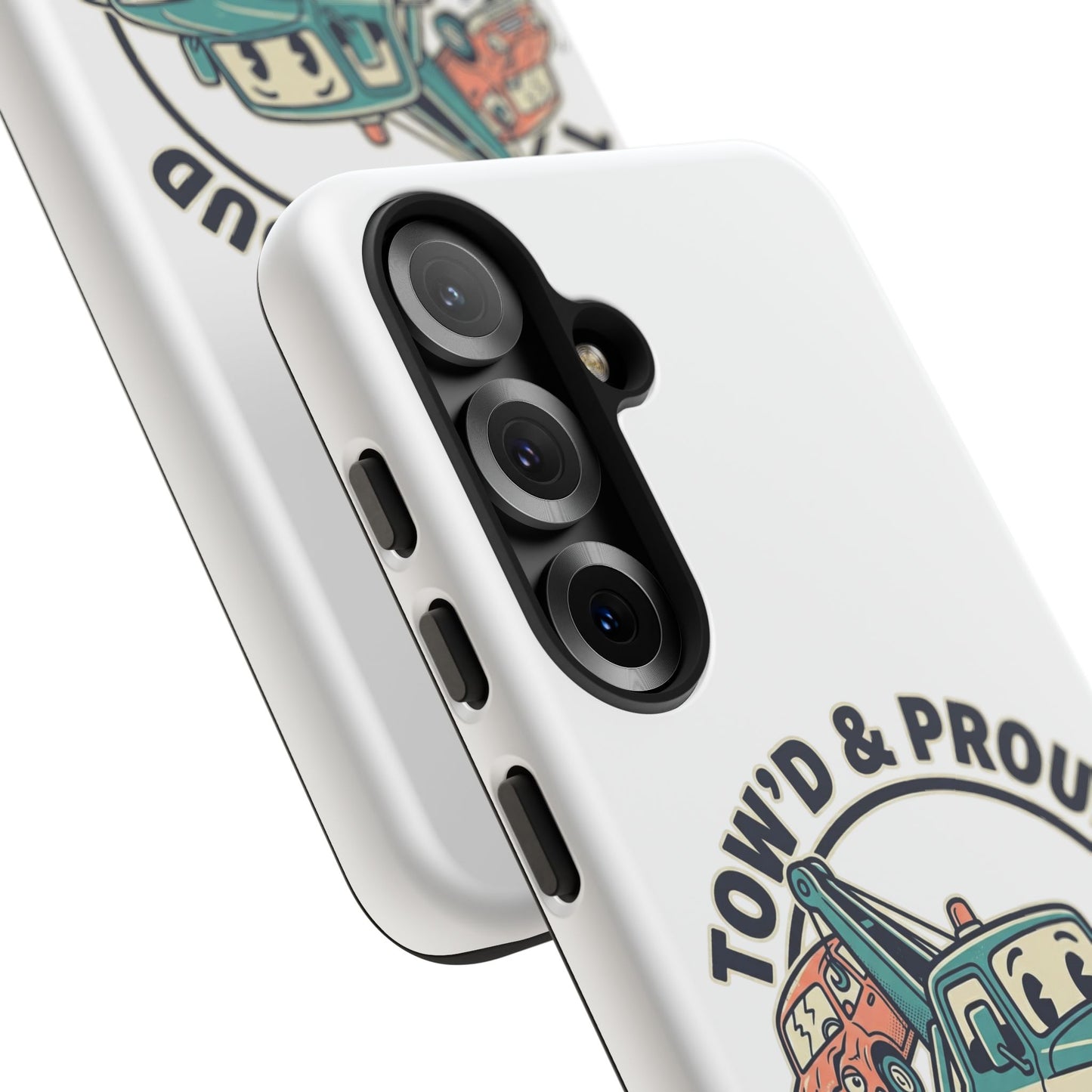 Fast Shipping 3-5 business days in the US. Tow'd & Proud tow truck phone case | humorous tow truck design