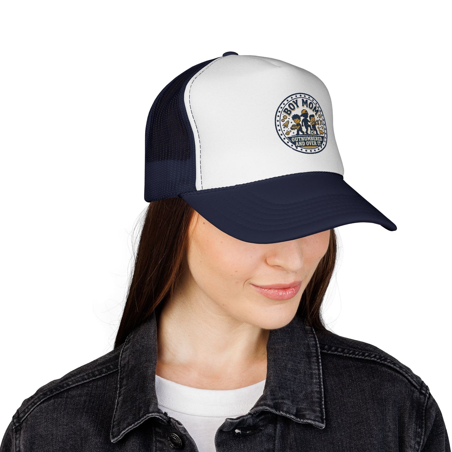 Boy Mom patch design Trucker Cap | Mom of Boys, Cute Boy Silhouettes
