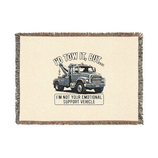 Tow Truck Illustration Woven Blanket | Vintage Recovery Truck Throw, Mechanic Decor