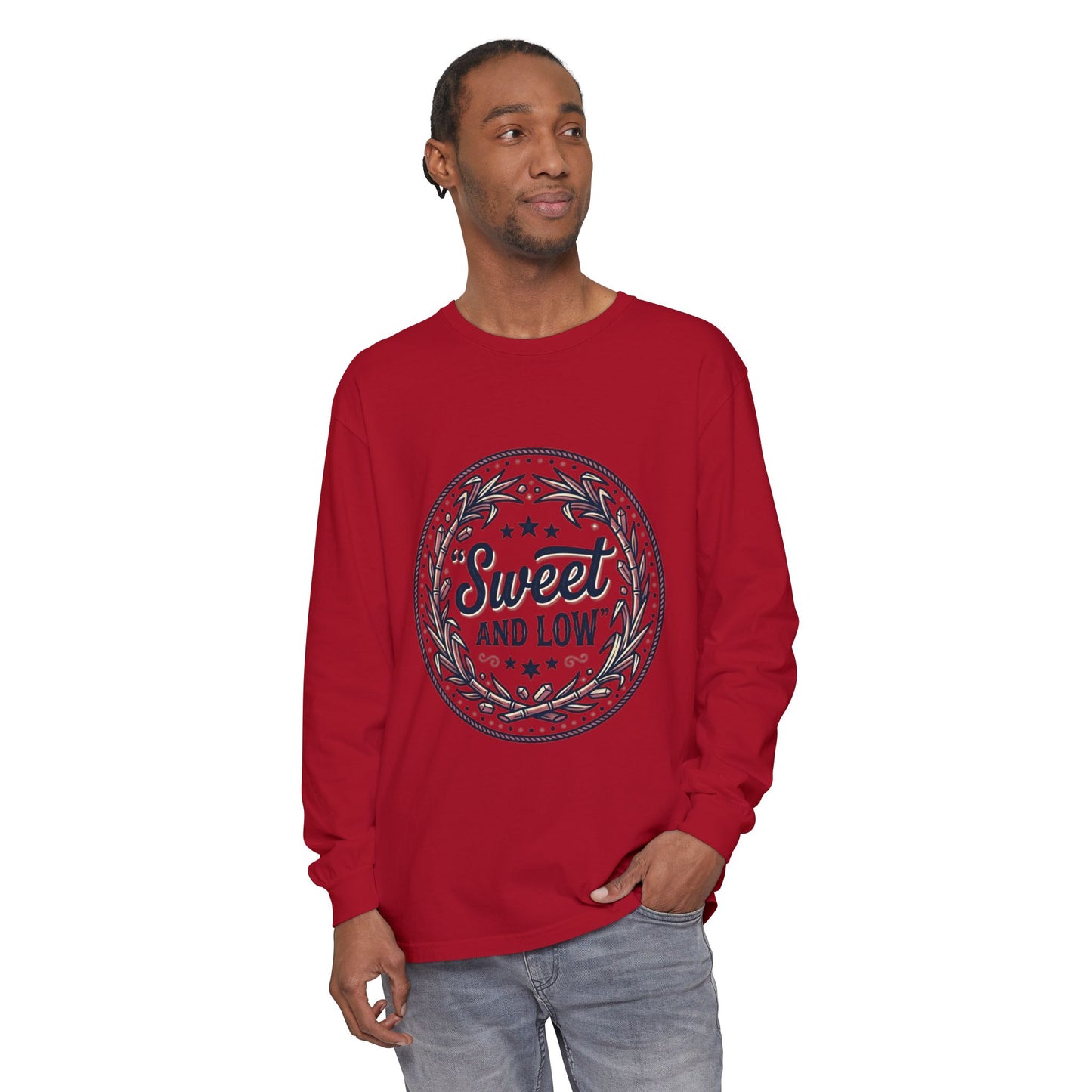 Sweet and Low medallion Long Sleeve T-Shirt | vintage badge typography