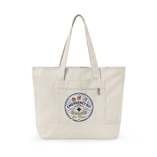 Emergency Kit Nurse Illustration Zippered Canvas Tote | Medical Patch Design