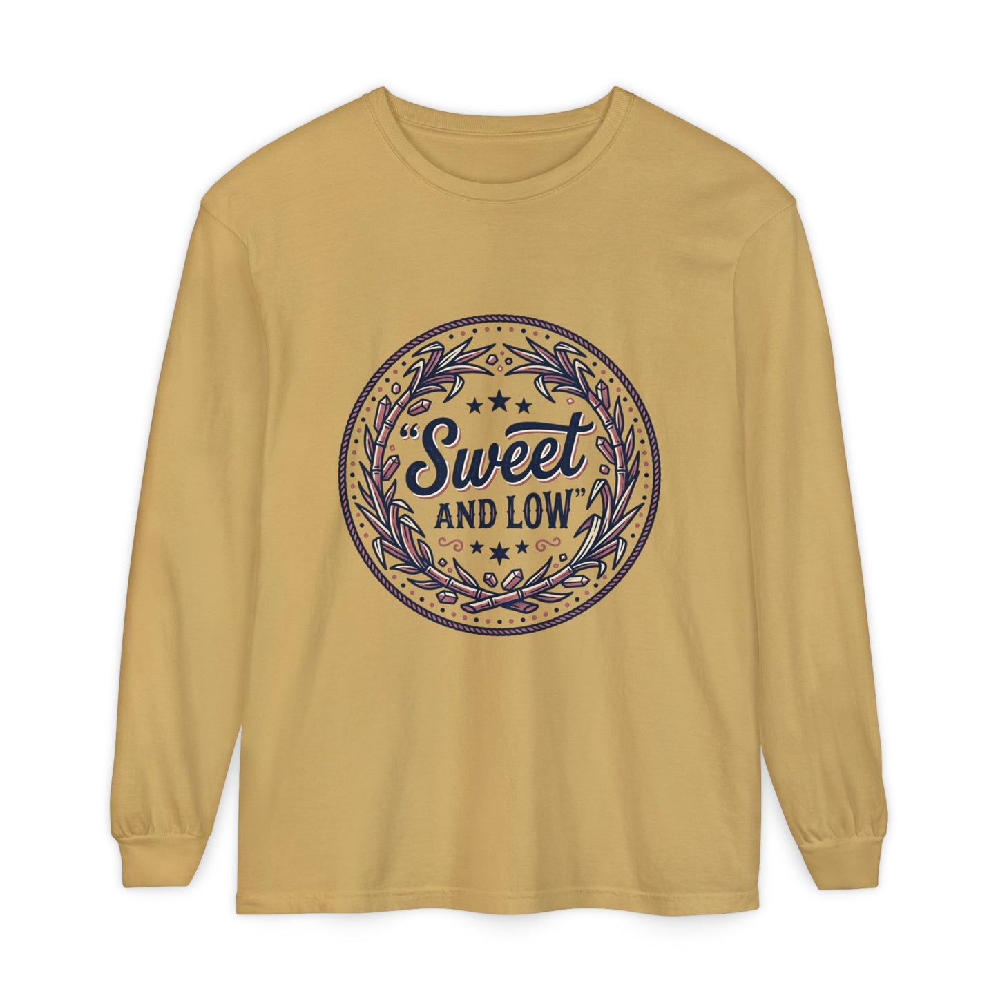 Sweet and Low medallion Long Sleeve T-Shirt | vintage badge typography