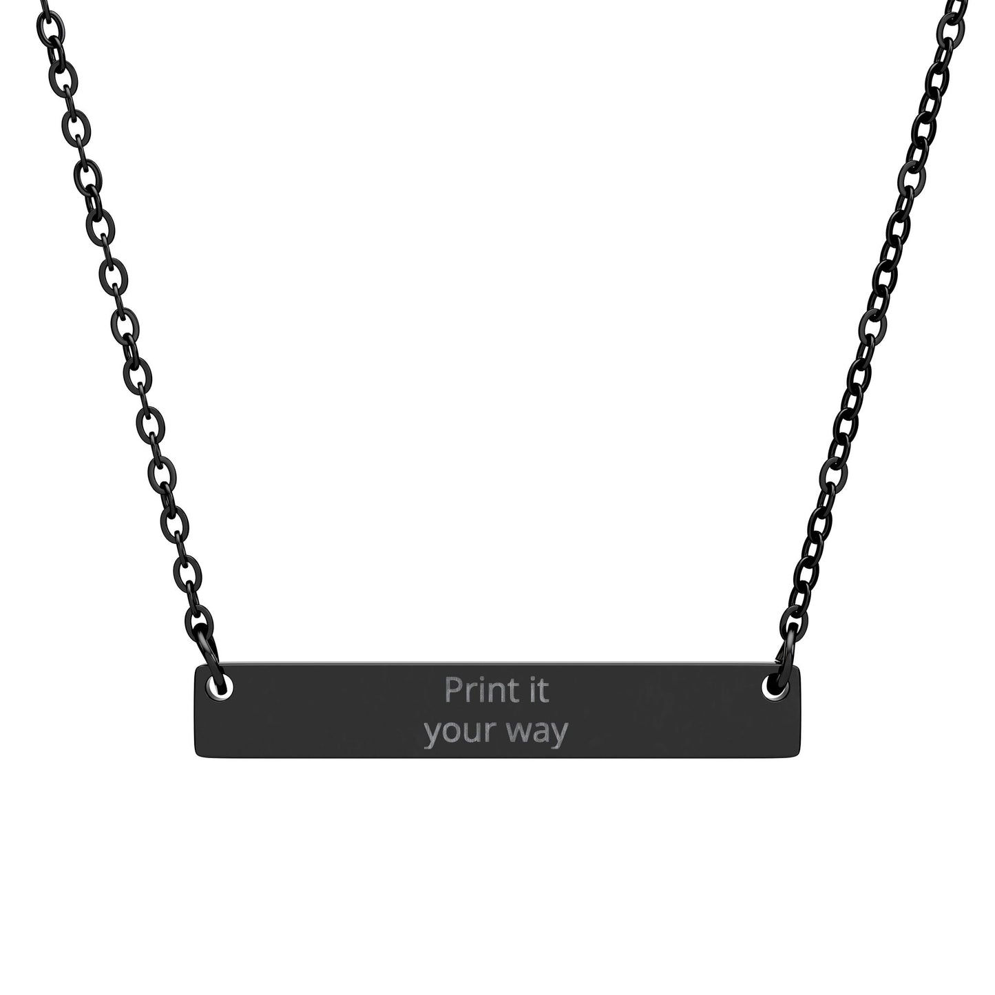 Engravable Horizontal Bar Necklace, Personalized Bar Pendant | Silver or Black