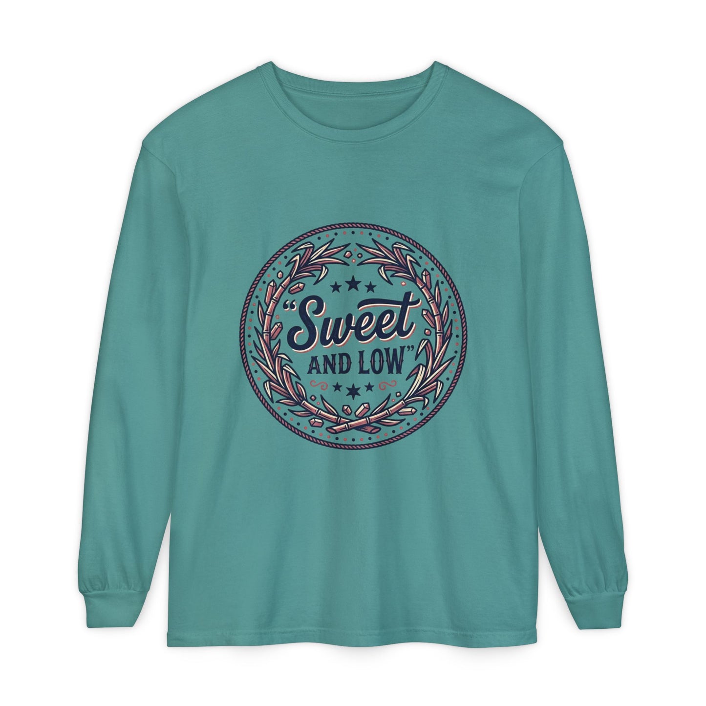 Sweet and Low medallion Long Sleeve T-Shirt | vintage badge typography