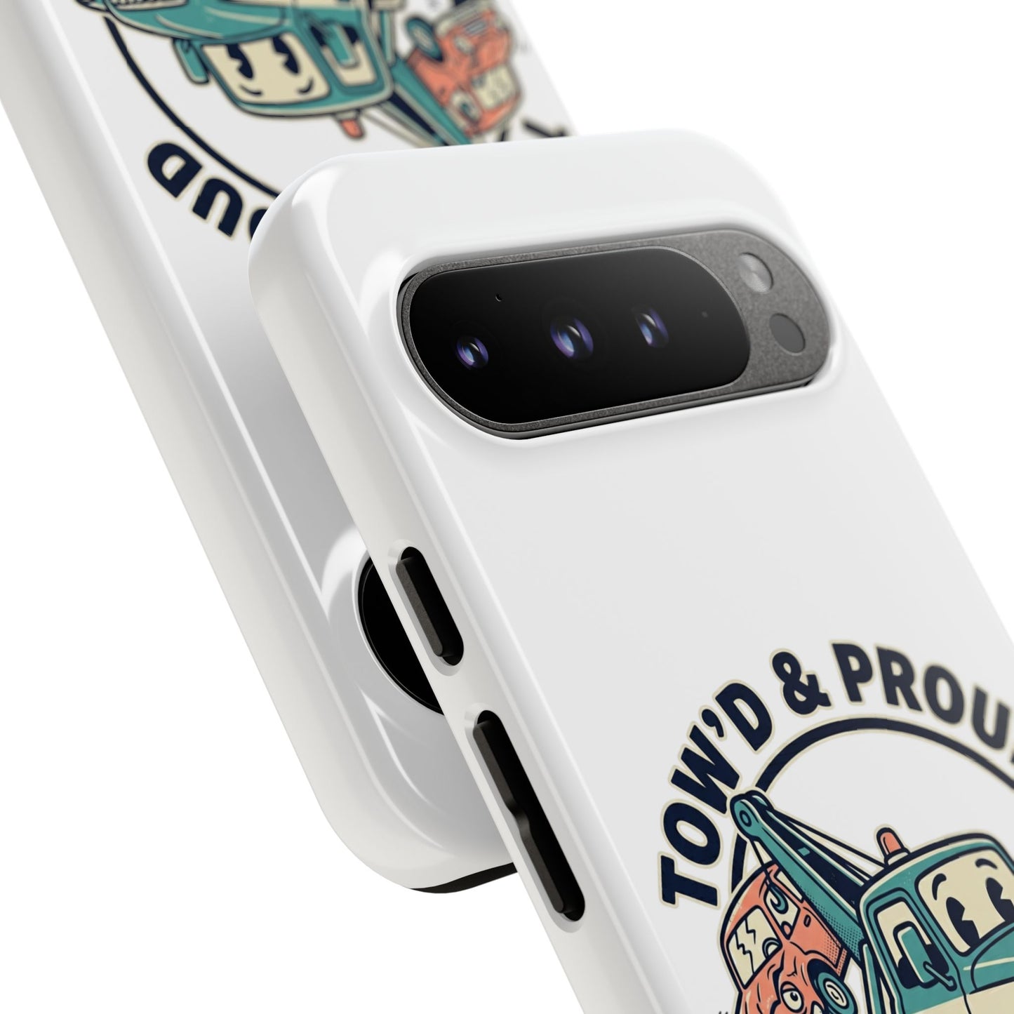 Fast Shipping 3-5 business days in the US. Tow'd & Proud tow truck phone case | humorous tow truck design