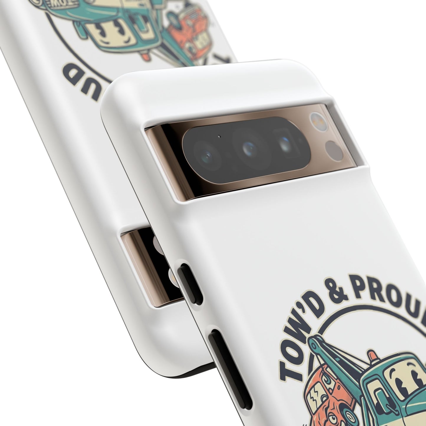 Fast Shipping 3-5 business days in the US. Tow'd & Proud tow truck phone case | humorous tow truck design