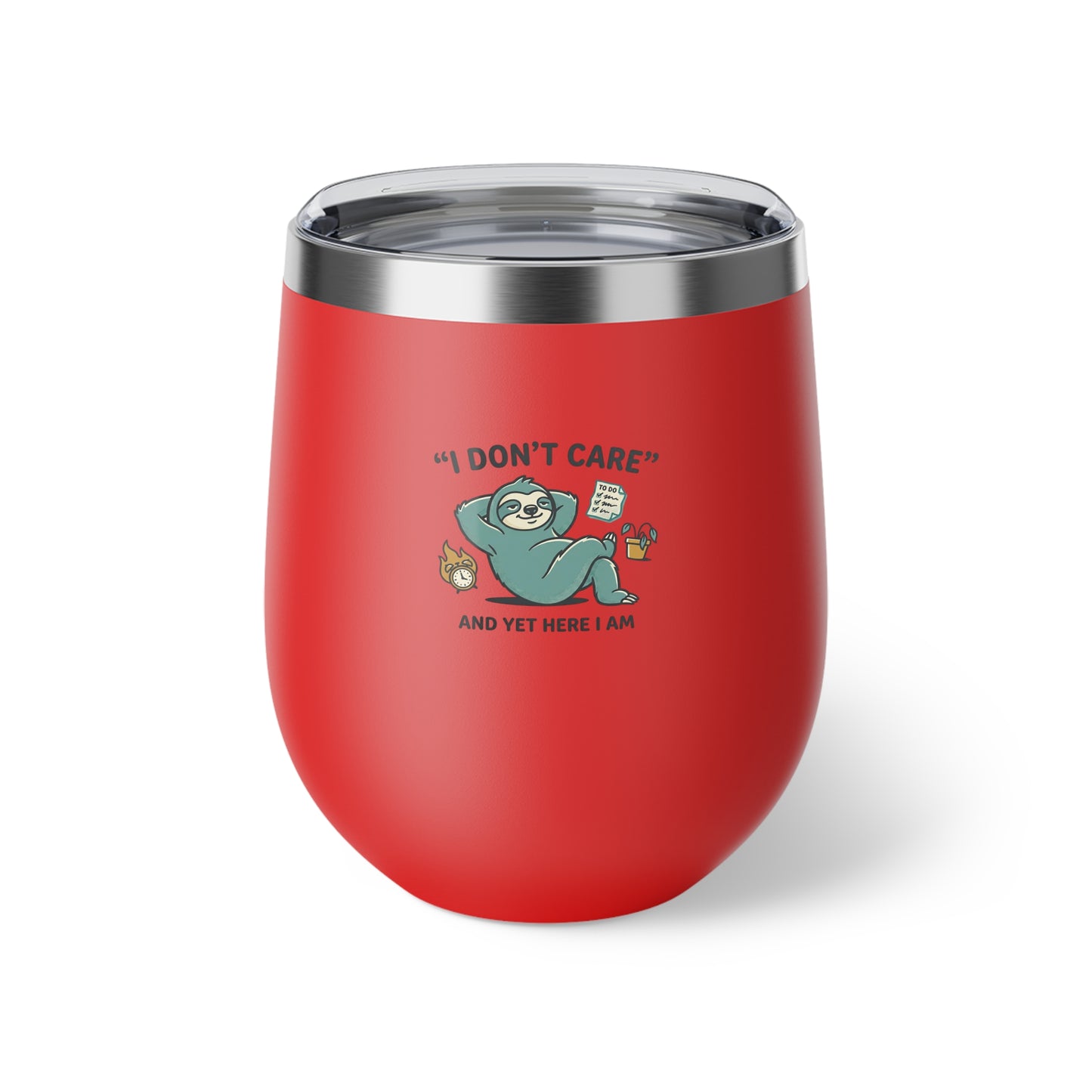 Relaxing Sloth with Coffee and Book 12oz Copper Vacuum Insulated Cup