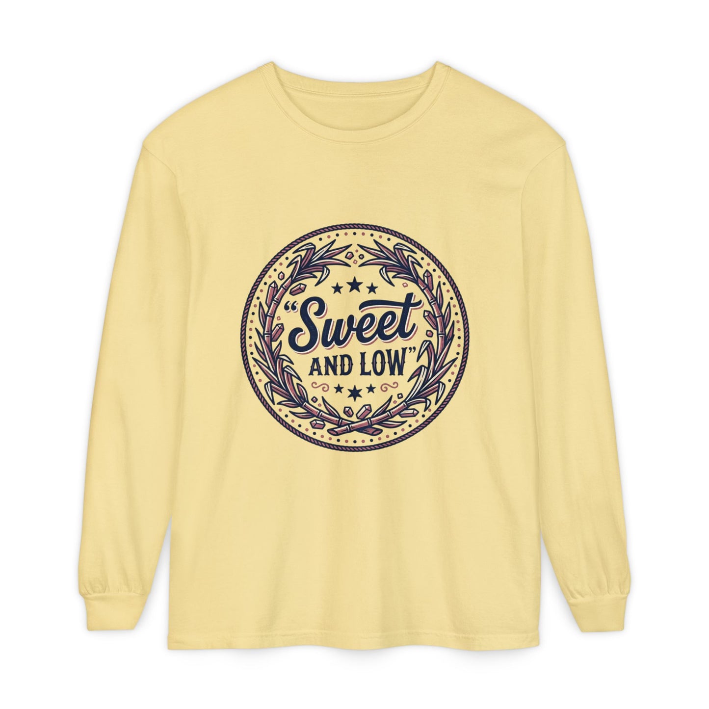 Sweet and Low medallion Long Sleeve T-Shirt | vintage badge typography