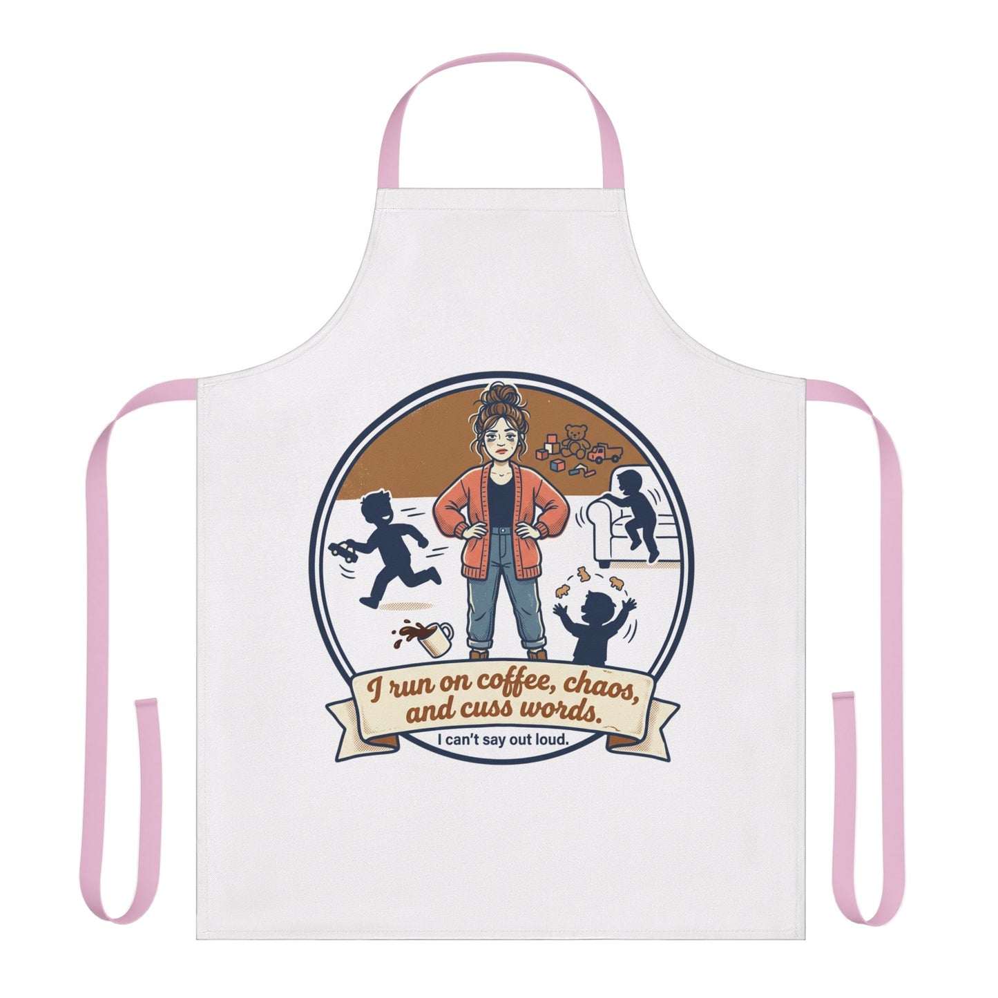 Chef Apron — "I Run on Coffee, Chaos and Cuss Words" Funny Mom/Parent Cooking Apron