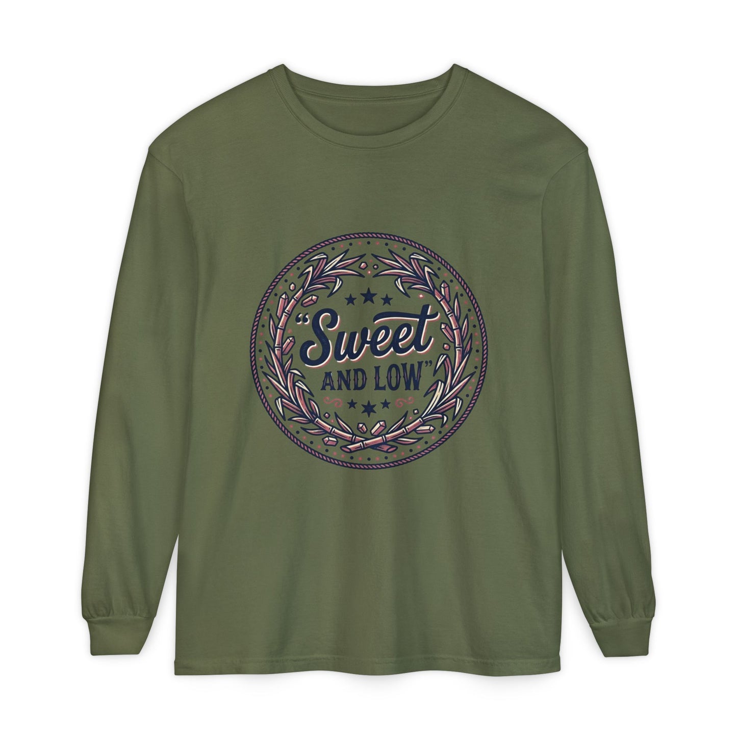 Sweet and Low medallion Long Sleeve T-Shirt | vintage badge typography