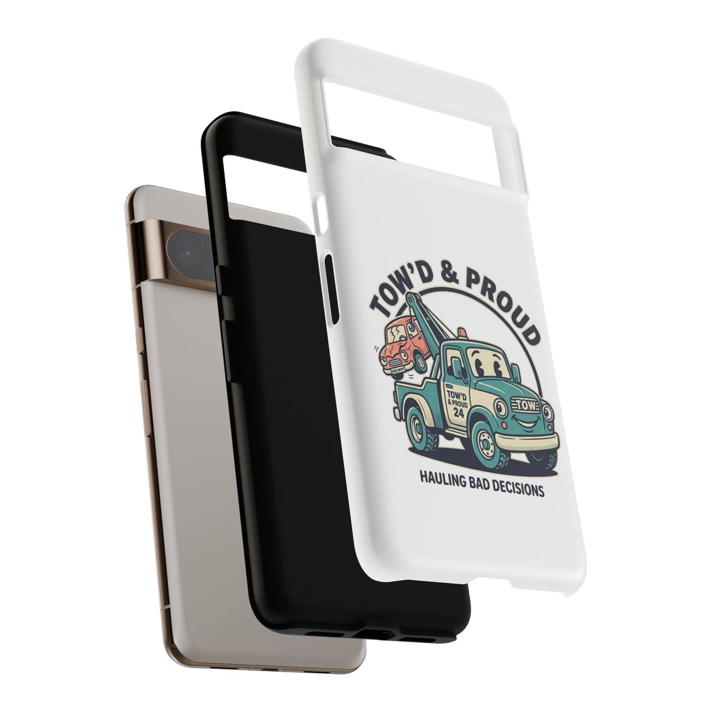Fast Shipping 3-5 business days in the US. Tow'd & Proud tow truck phone case | humorous tow truck design