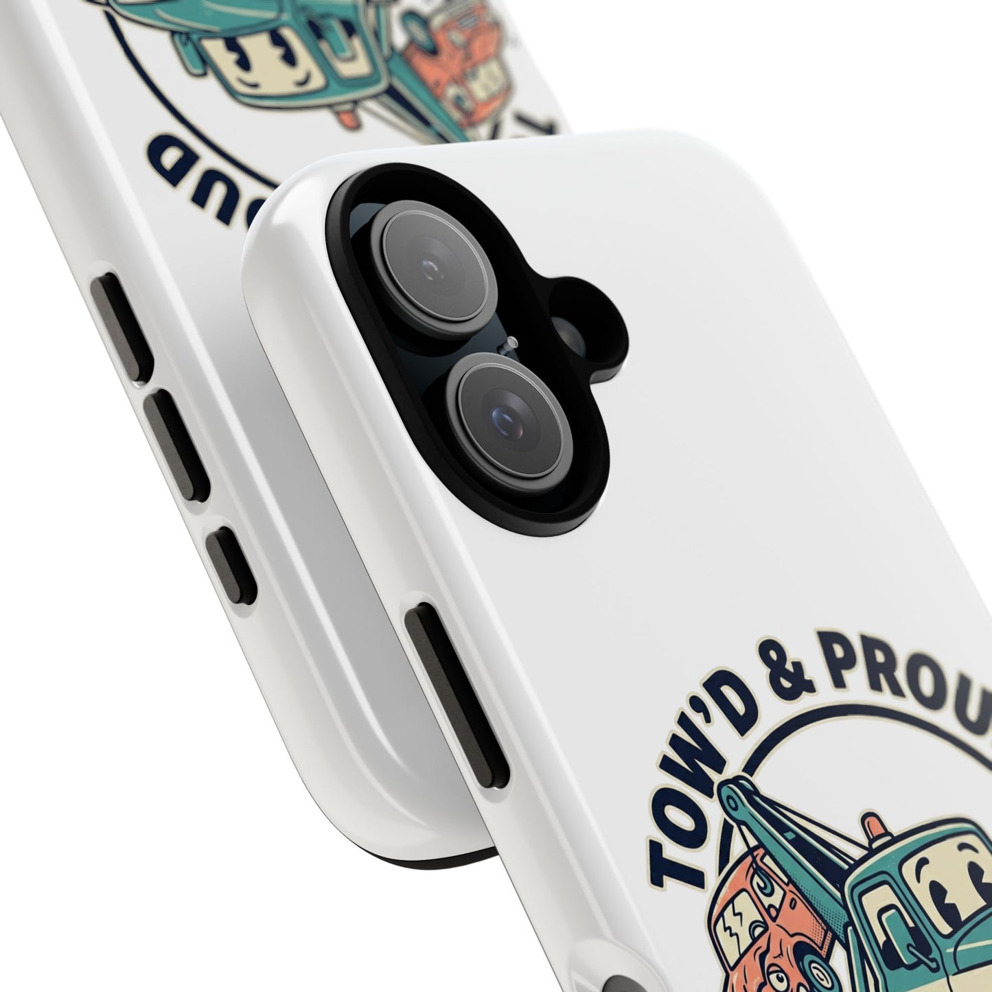 Fast Shipping 3-5 business days in the US. Tow'd & Proud tow truck phone case | humorous tow truck design