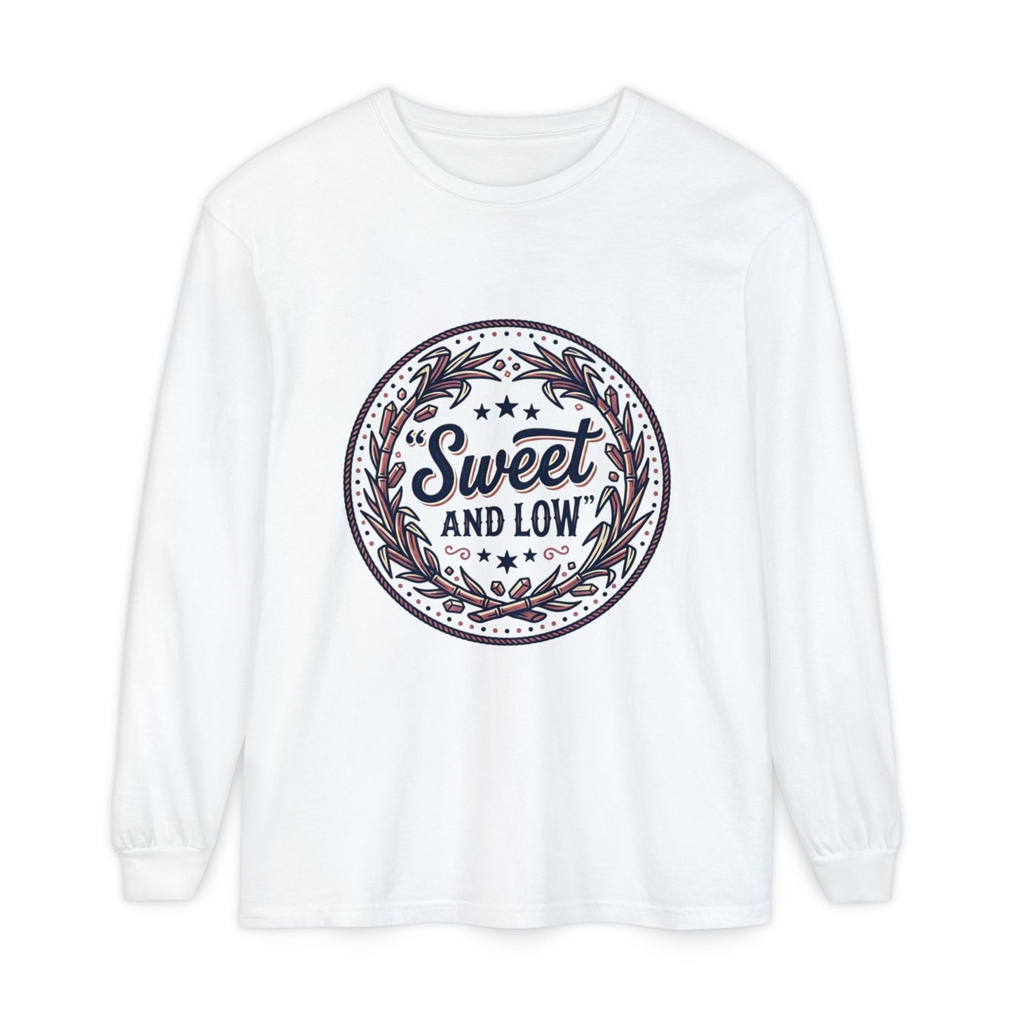 Sweet and Low medallion Long Sleeve T-Shirt | vintage badge typography