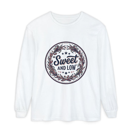 Sweet and Low medallion Long Sleeve T-Shirt | vintage badge typography