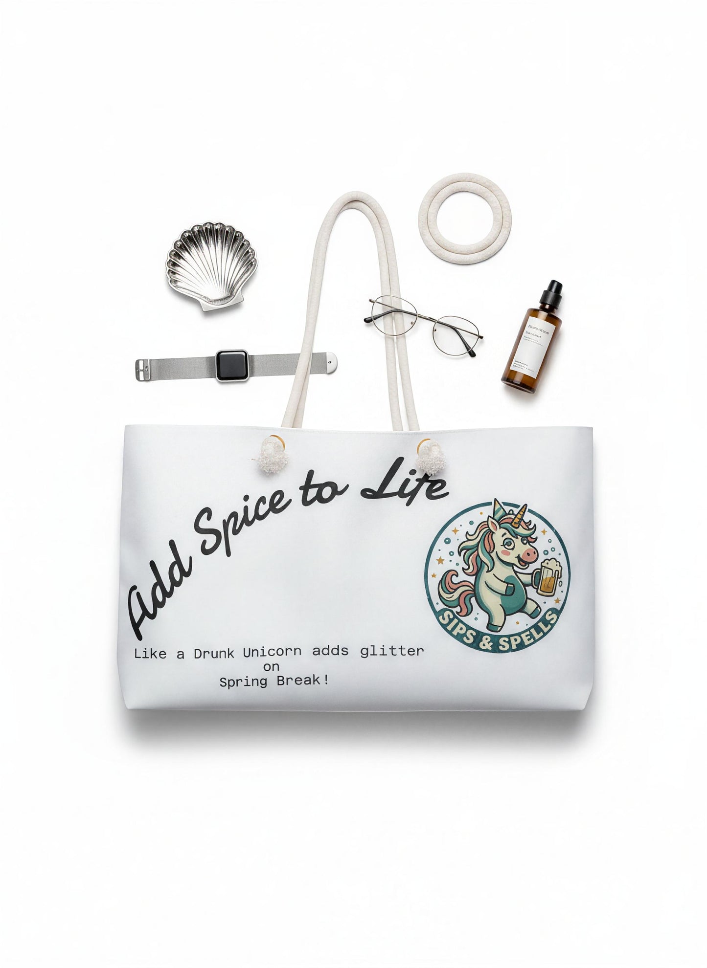 Add Spice to Life Weekender Bag — Sips & Spells Unicorn Travel Tote