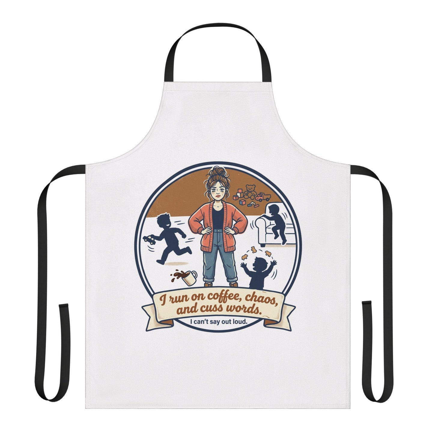Chef Apron — "I Run on Coffee, Chaos and Cuss Words" Funny Mom/Parent Cooking Apron
