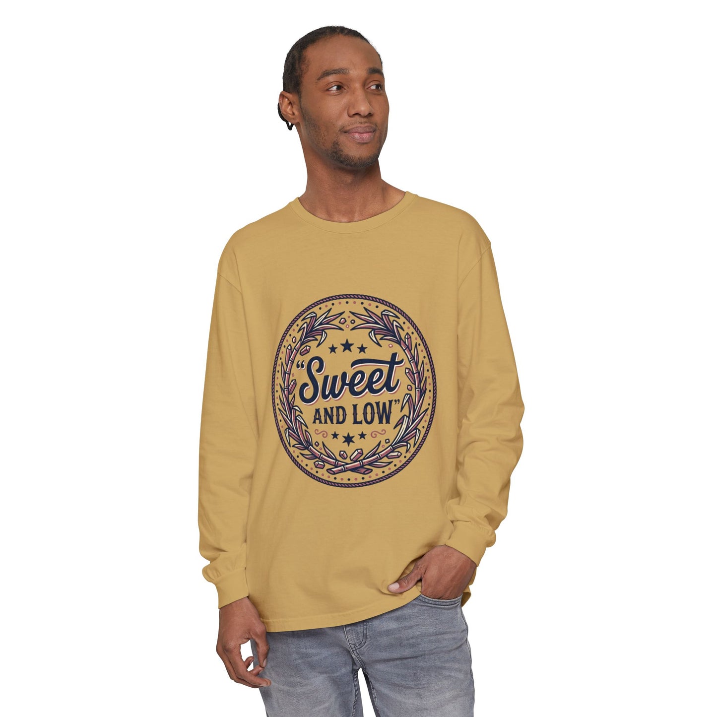 Sweet and Low medallion Long Sleeve T-Shirt | vintage badge typography