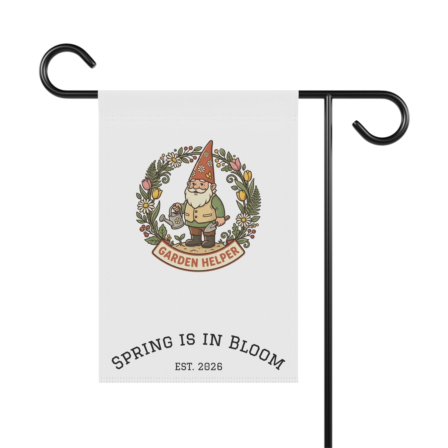 Garden Helper Gnome Garden Flag | Spring Is In Bloom Banner