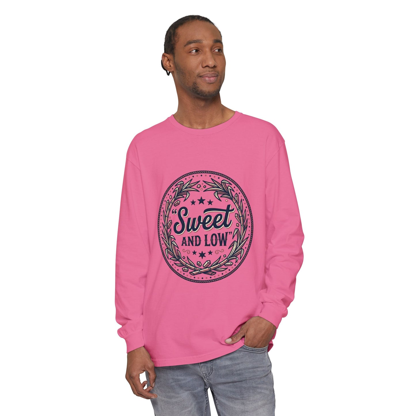 Sweet and Low medallion Long Sleeve T-Shirt | vintage badge typography