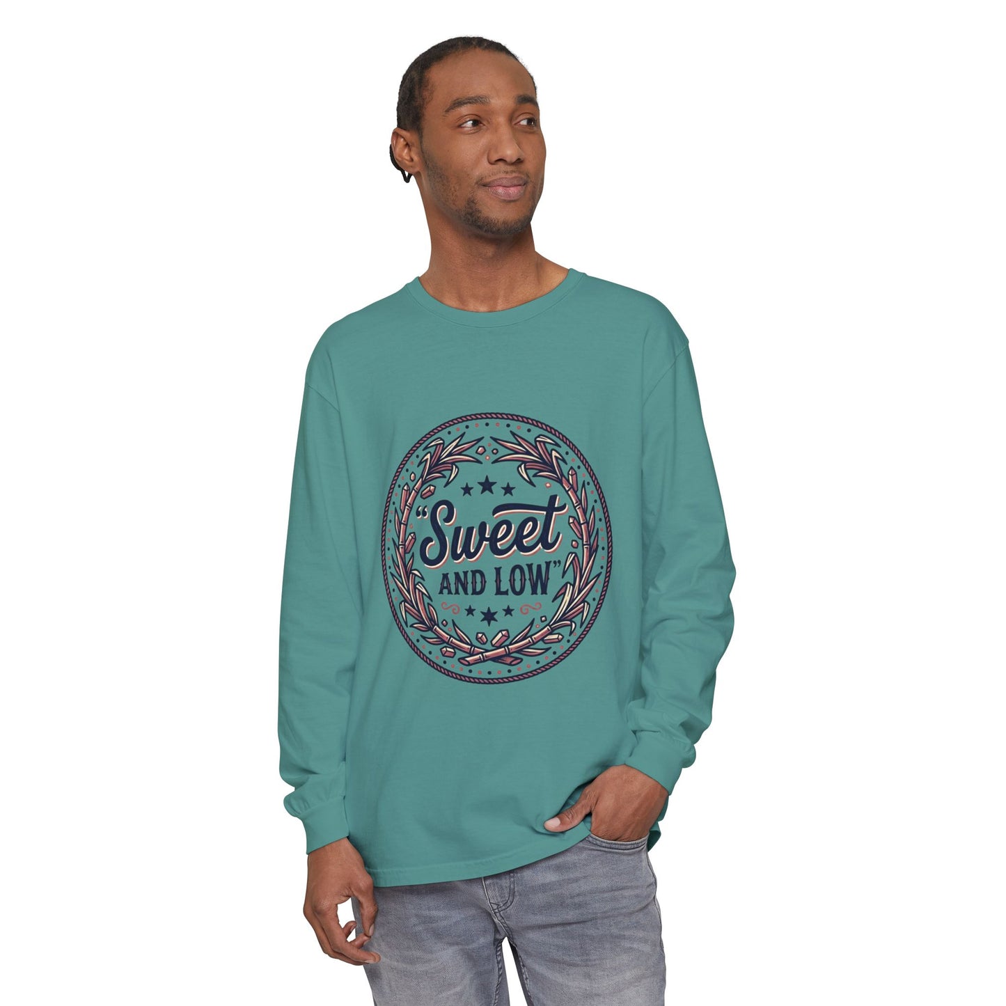 Sweet and Low medallion Long Sleeve T-Shirt | vintage badge typography