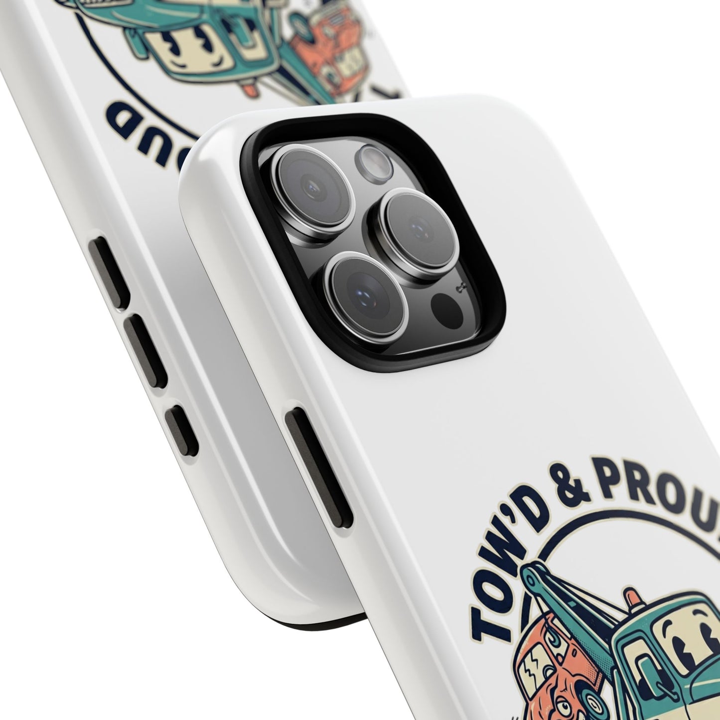 Fast Shipping 3-5 business days in the US. Tow'd & Proud tow truck phone case | humorous tow truck design