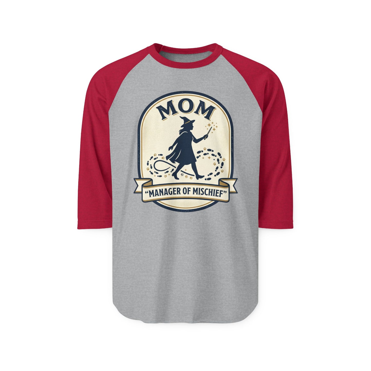 Mom Manager of Mischief Raglan Shirt | Witch Silhouette, Halloween Theme