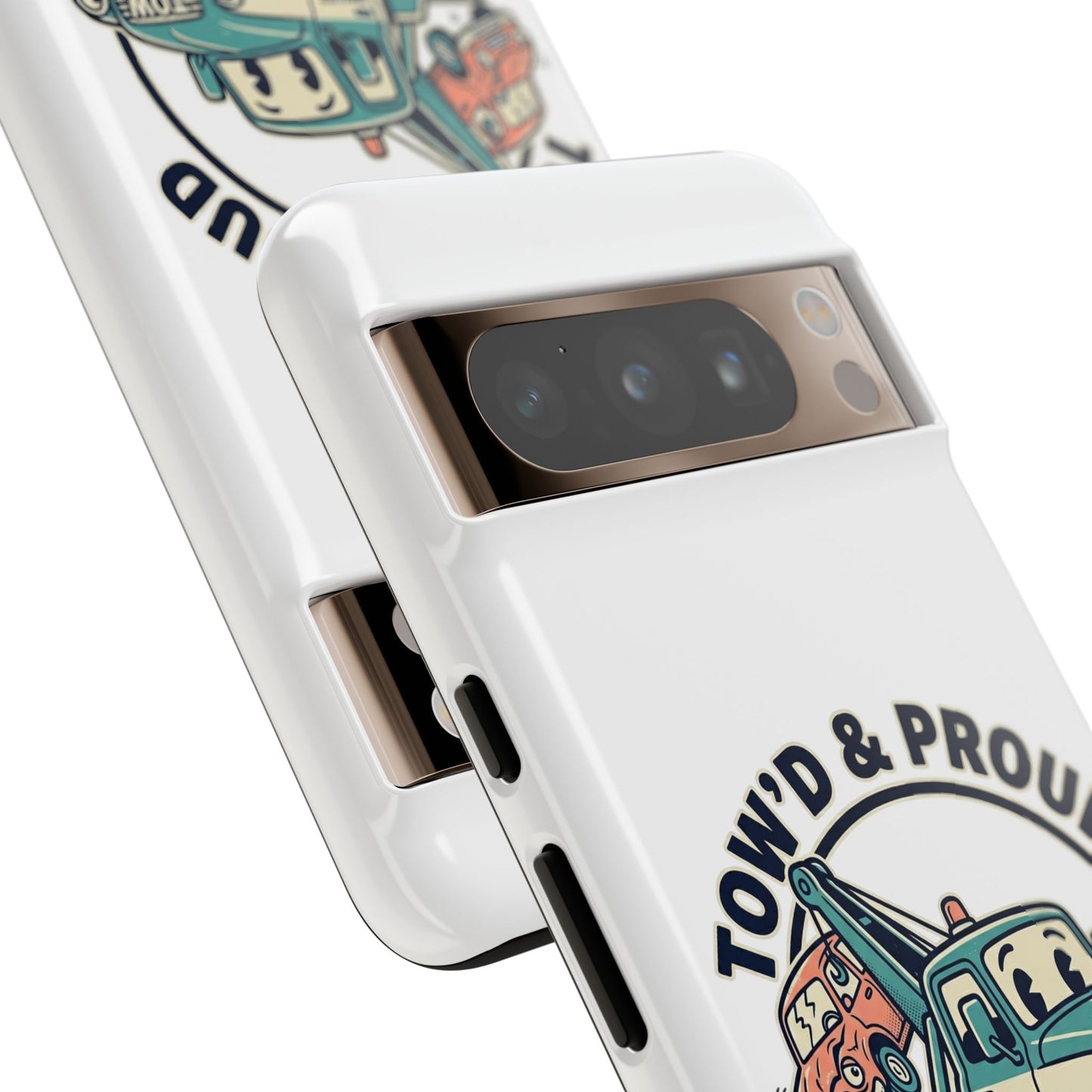 Fast Shipping 3-5 business days in the US. Tow'd & Proud tow truck phone case | humorous tow truck design