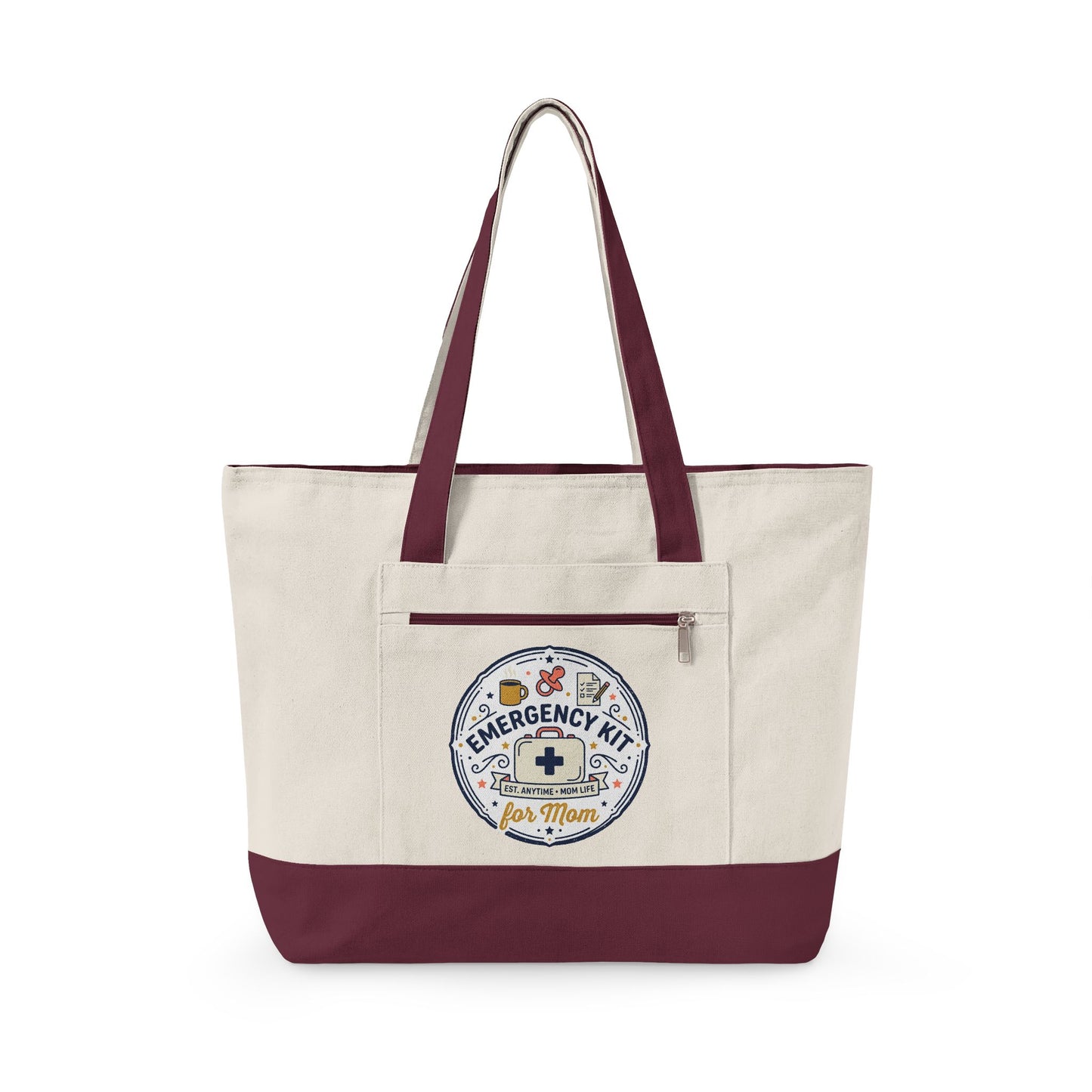 Emergency Kit Nurse Illustration Zippered Canvas Tote | Medical Patch Design