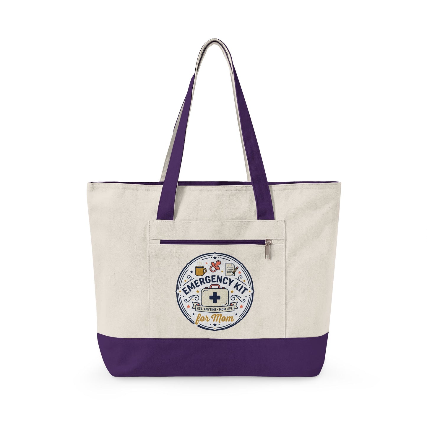 Emergency Kit Nurse Illustration Zippered Canvas Tote | Medical Patch Design