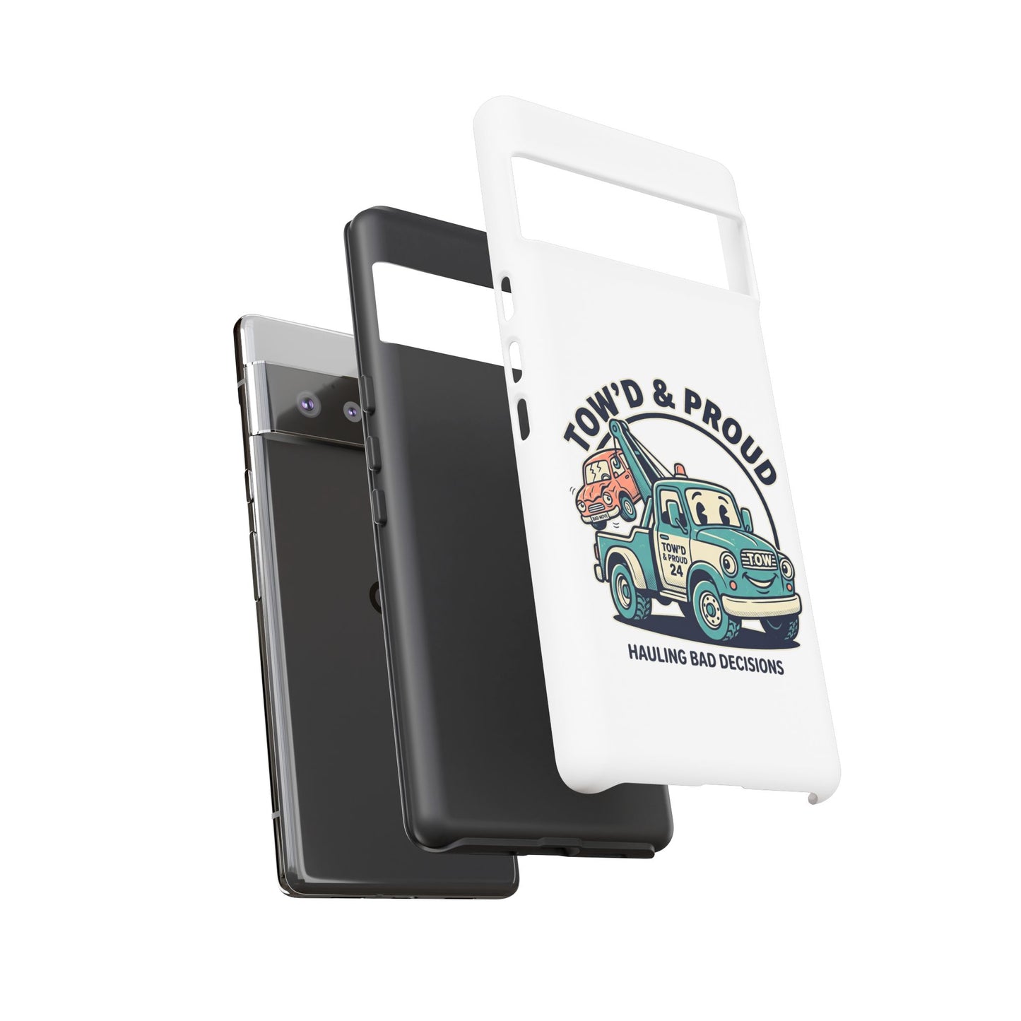 Fast Shipping 3-5 business days in the US. Tow'd & Proud tow truck phone case | humorous tow truck design