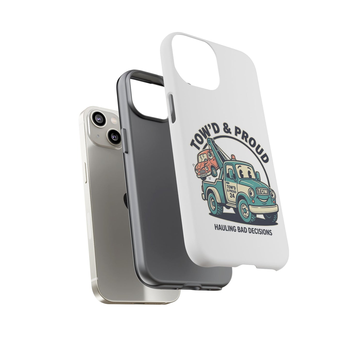 Fast Shipping 3-5 business days in the US. Tow'd & Proud tow truck phone case | humorous tow truck design