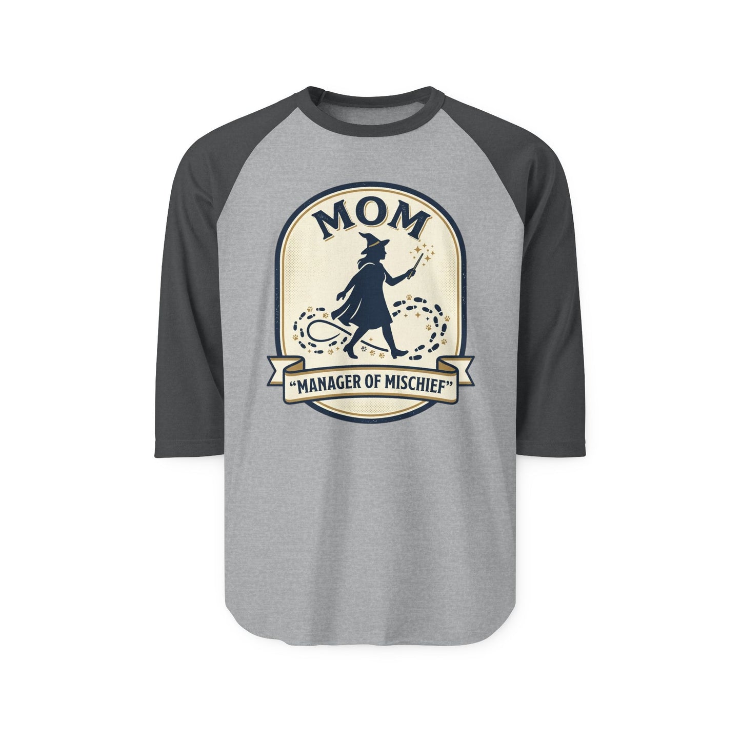 Mom Manager of Mischief Raglan Shirt | Witch Silhouette, Halloween Theme