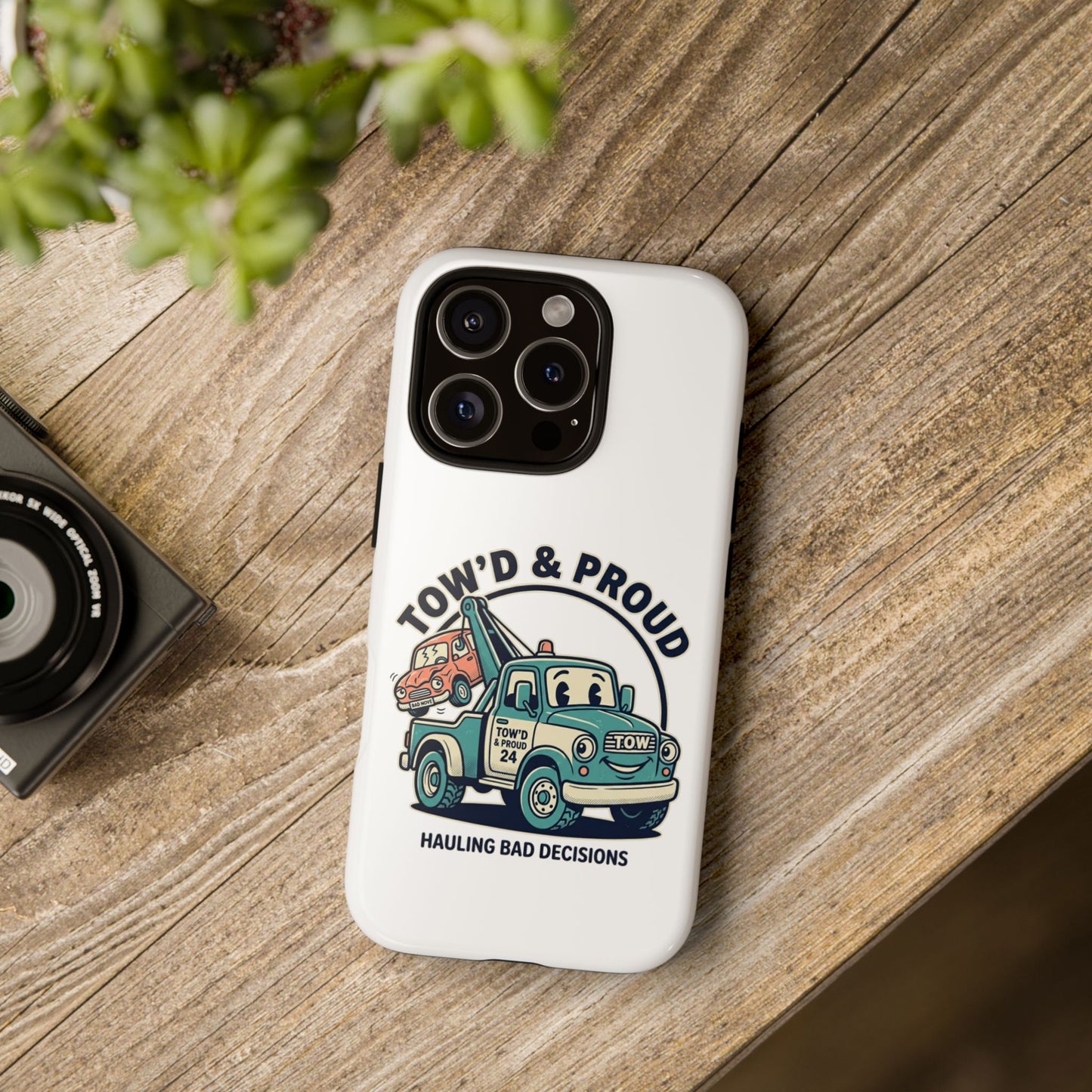 Fast Shipping 3-5 business days in the US. Tow'd & Proud tow truck phone case | humorous tow truck design