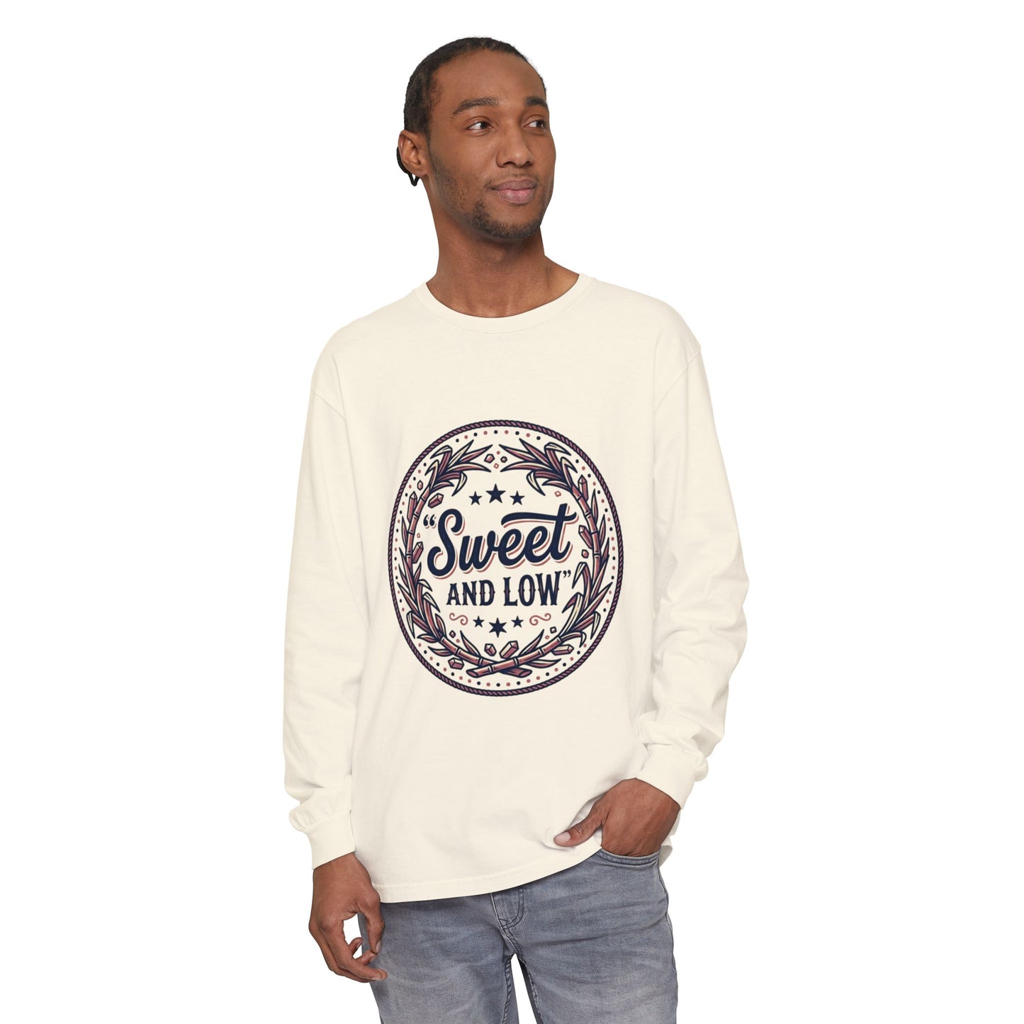 Sweet and Low medallion Long Sleeve T-Shirt | vintage badge typography