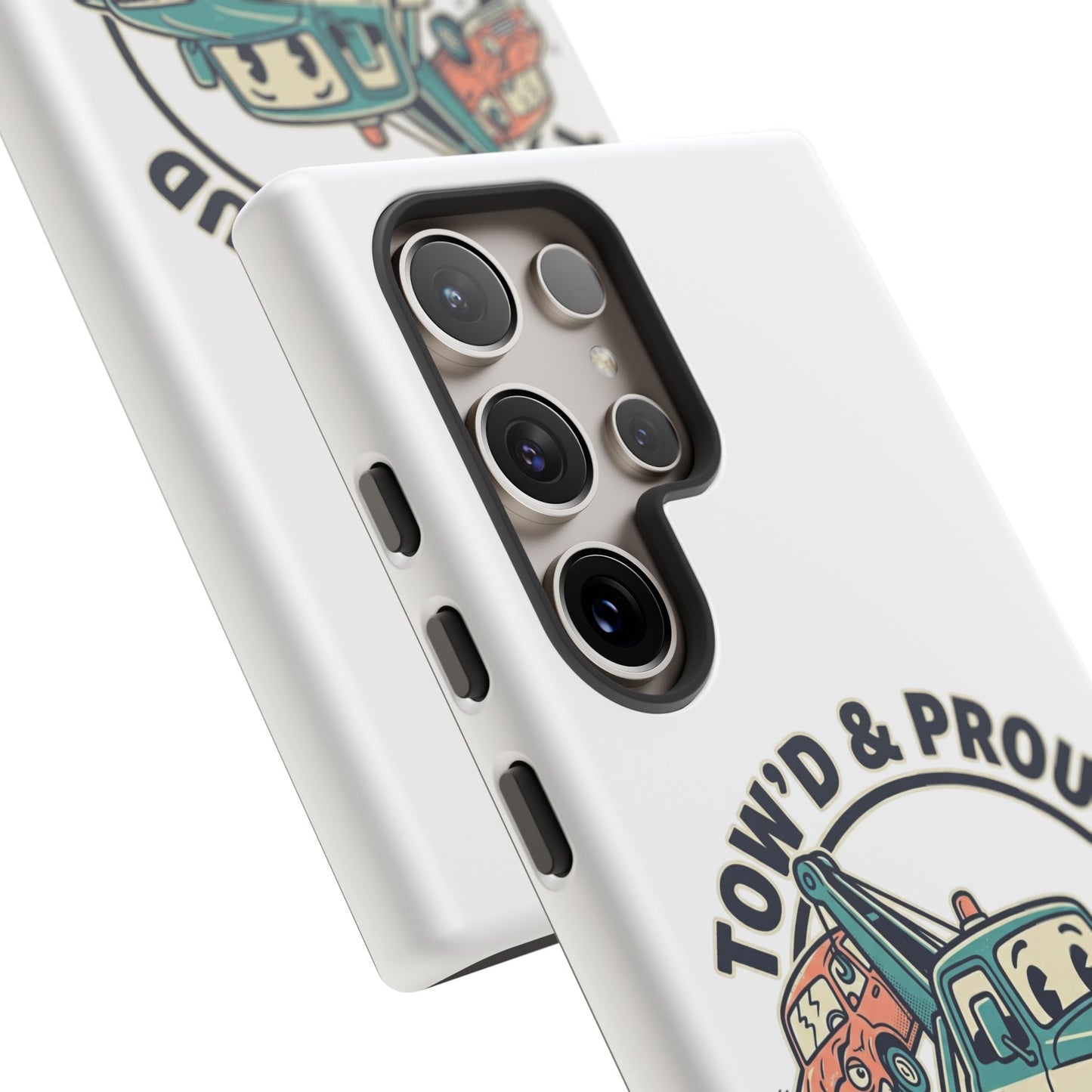 Fast Shipping 3-5 business days in the US. Tow'd & Proud tow truck phone case | humorous tow truck design