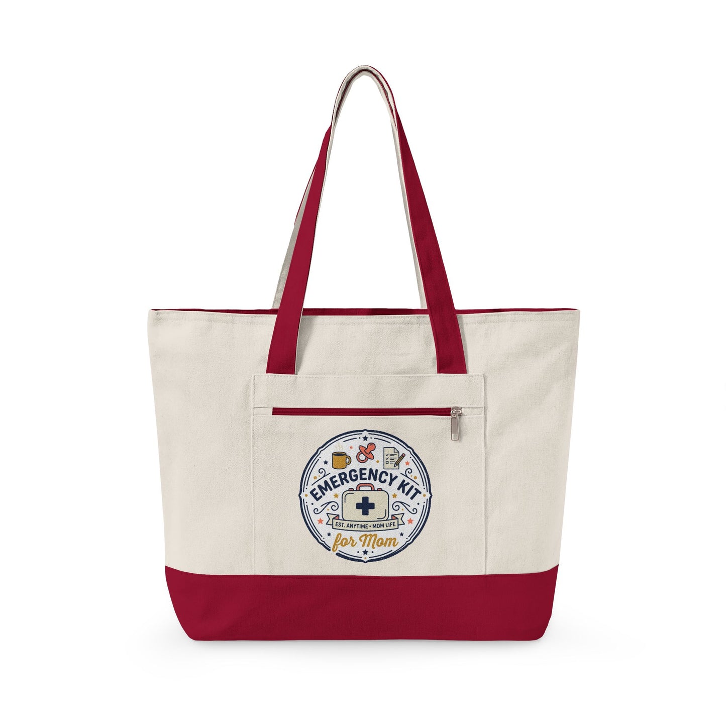 Emergency Kit Nurse Illustration Zippered Canvas Tote | Medical Patch Design