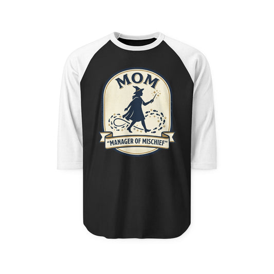Mom Manager of Mischief Raglan Shirt | Witch Silhouette, Halloween Theme