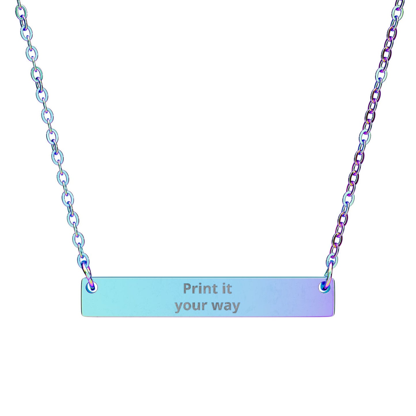 Engravable Horizontal Bar Necklace, Personalized Bar Pendant | Silver or Black