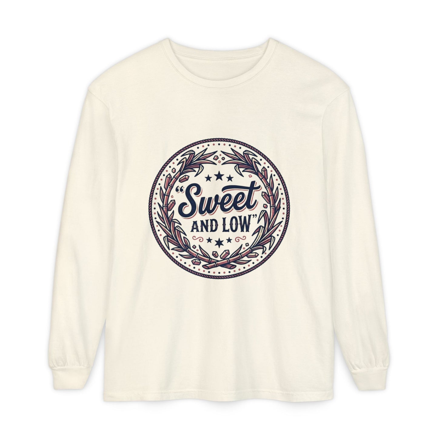 Sweet and Low medallion Long Sleeve T-Shirt | vintage badge typography