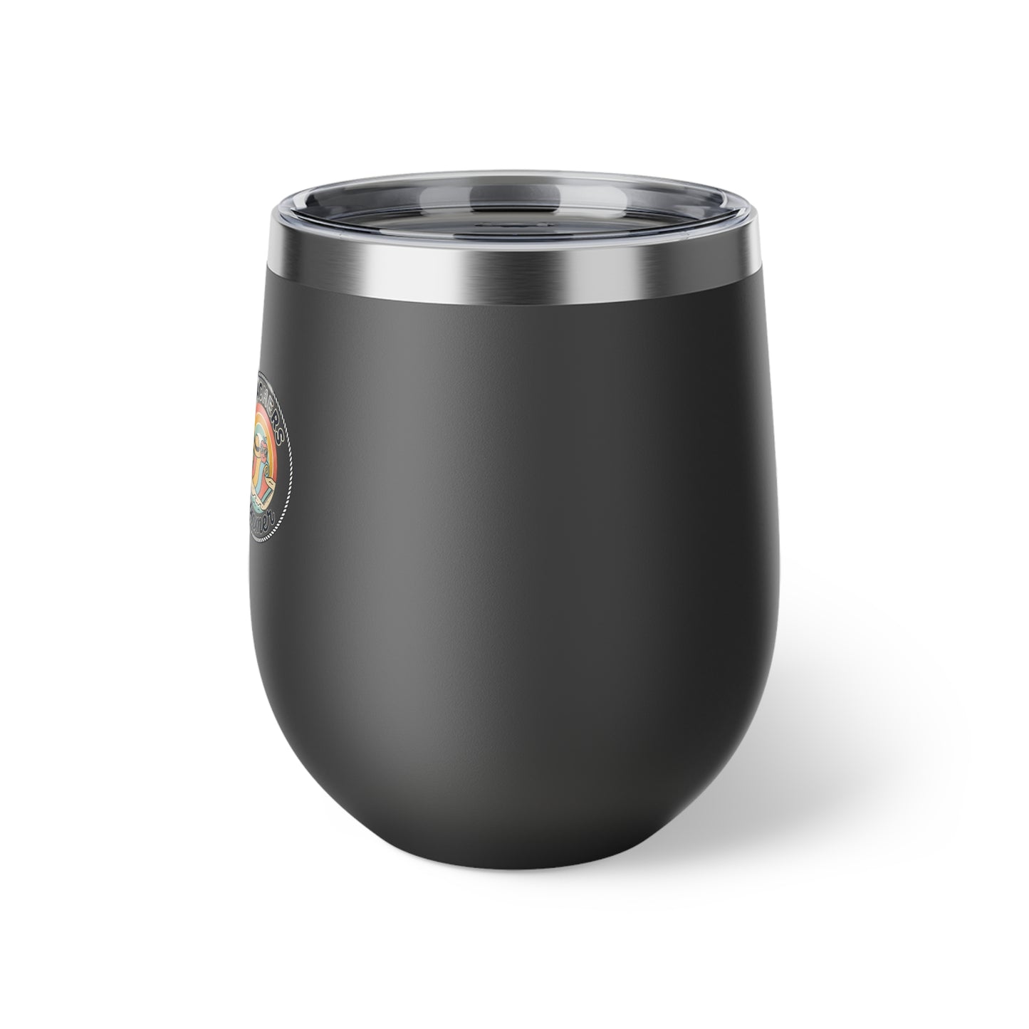Matte Black Insulated Wine Tumbler 12oz | Copper Vacuum Double Wall Cup