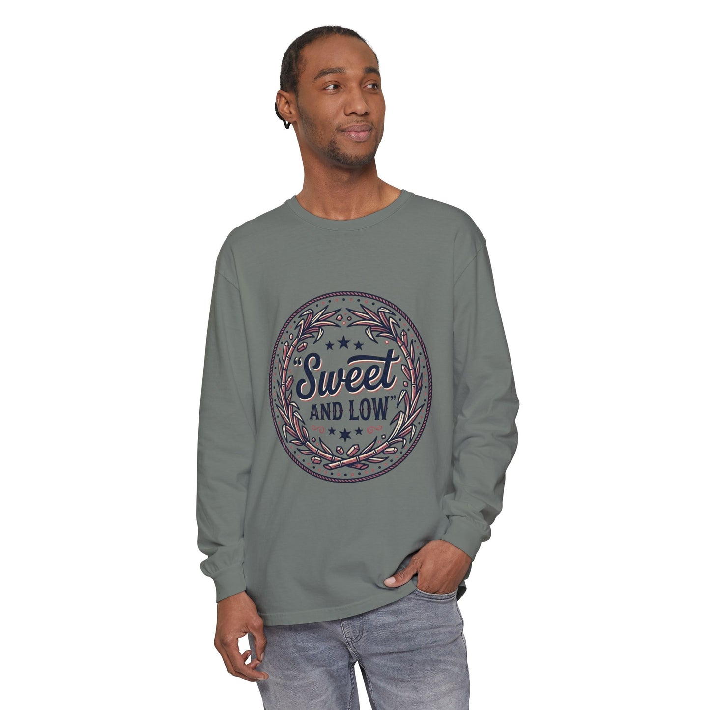 Sweet and Low medallion Long Sleeve T-Shirt | vintage badge typography