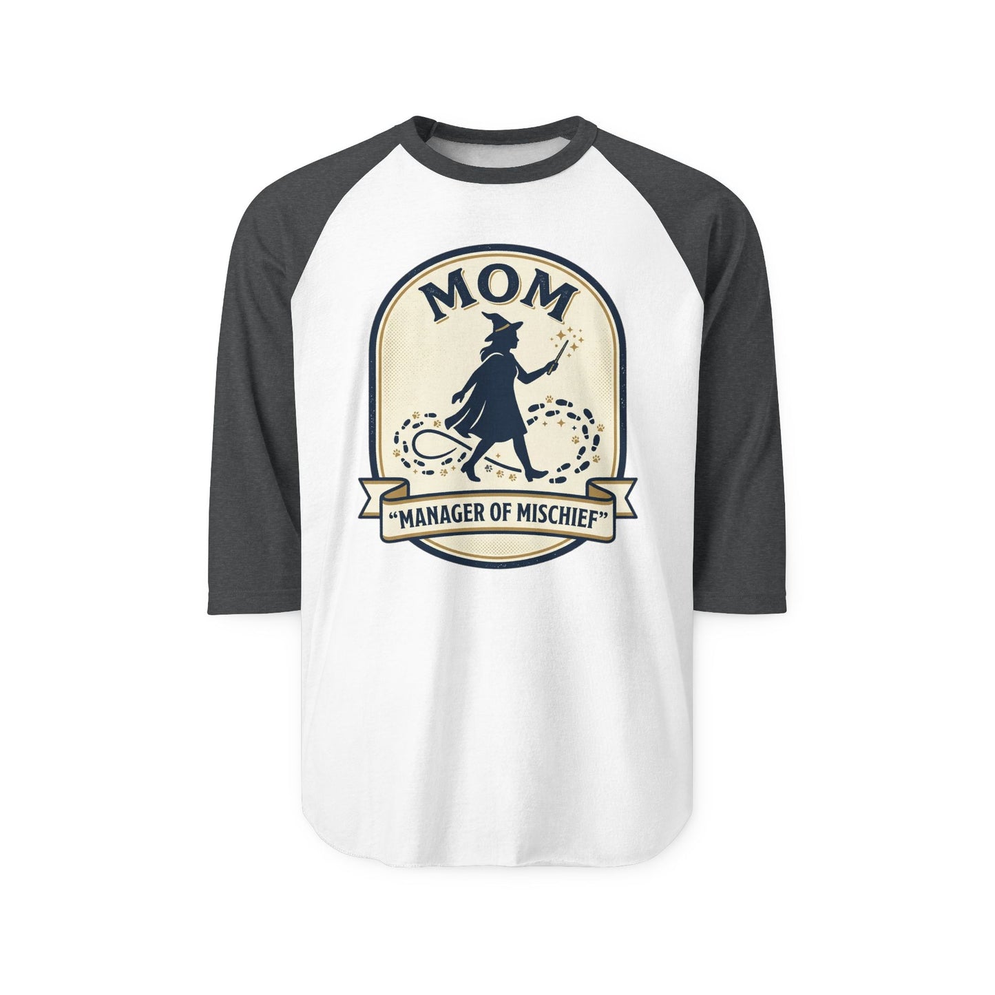 Mom Manager of Mischief Raglan Shirt | Witch Silhouette, Halloween Theme