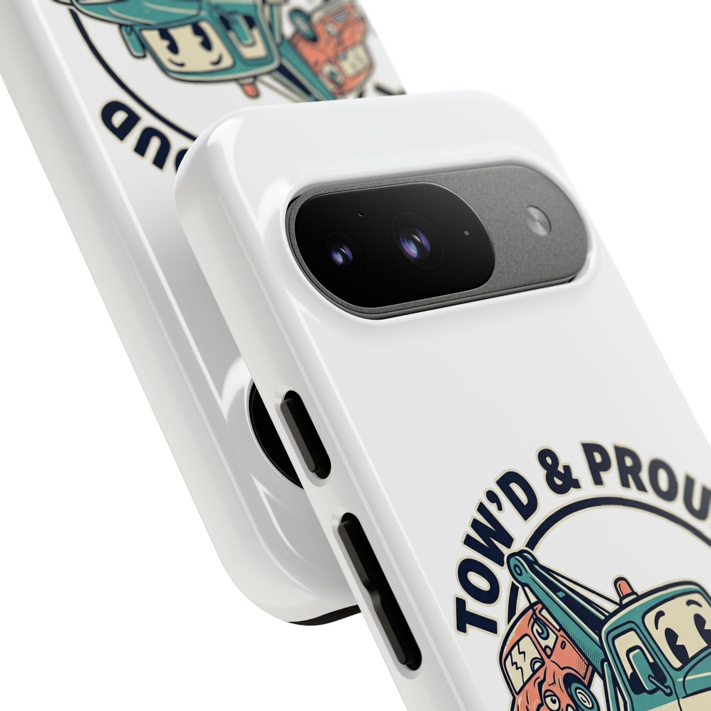 Fast Shipping 3-5 business days in the US. Tow'd & Proud tow truck phone case | humorous tow truck design