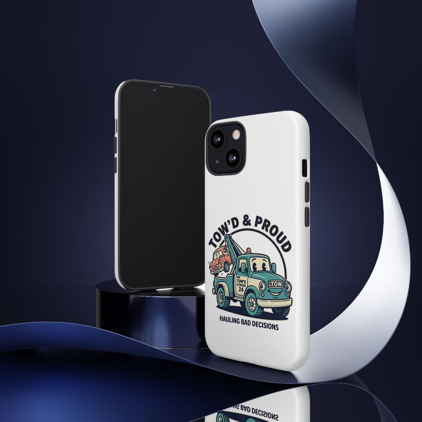 Fast Shipping 3-5 business days in the US. Tow'd & Proud tow truck phone case | humorous tow truck design