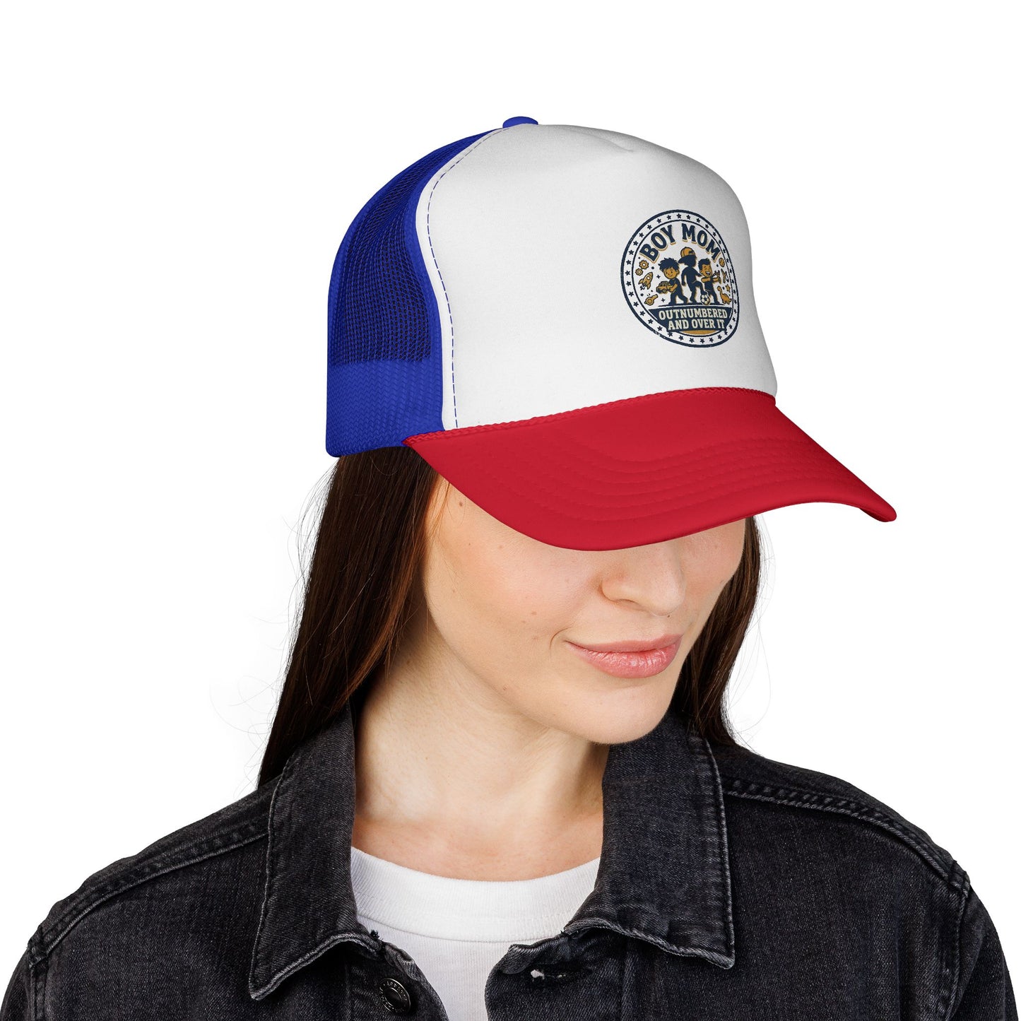 Boy Mom patch design Trucker Cap | Mom of Boys, Cute Boy Silhouettes
