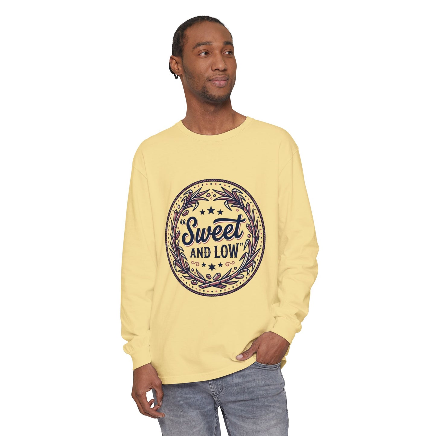 Sweet and Low medallion Long Sleeve T-Shirt | vintage badge typography