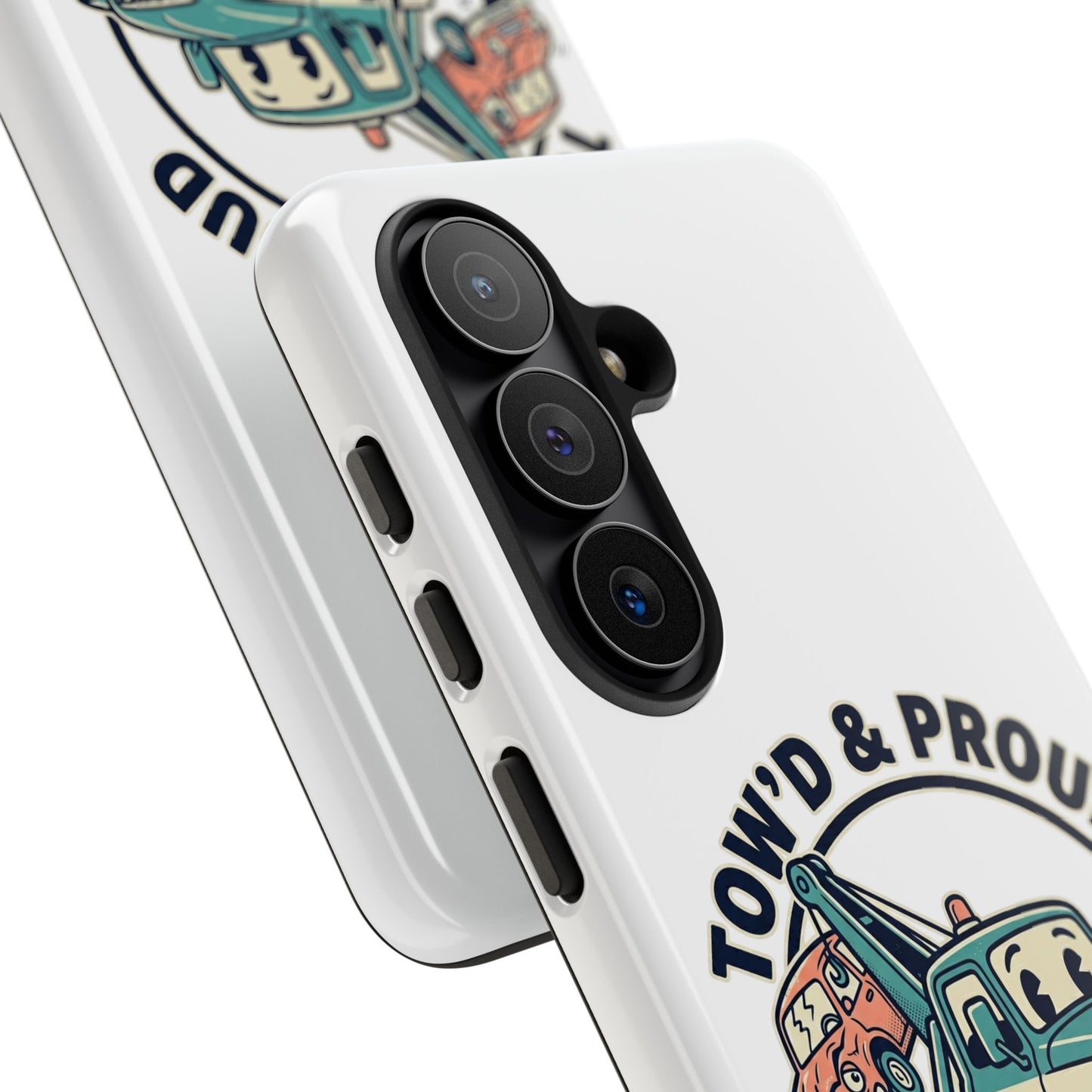 Fast Shipping 3-5 business days in the US. Tow'd & Proud tow truck phone case | humorous tow truck design
